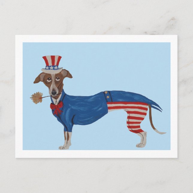 Greyhound Uncle Sam Invitation Postcard (Front)
