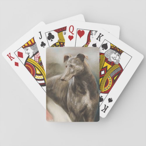 Greyhound vintage oil painting playing cards