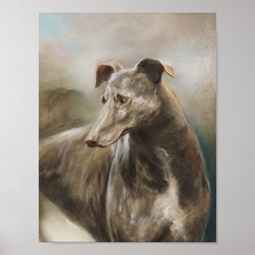 Greyhound vintage oil painting poster