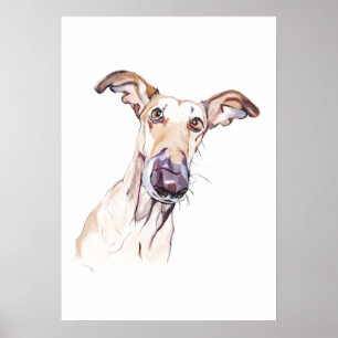 Greyhound Watercolor Poster, Wall Art Dog Lover