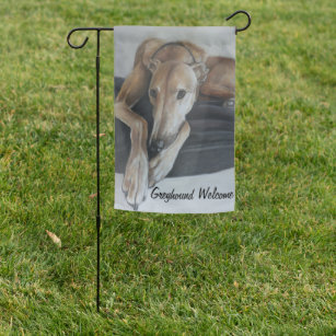 Greyhound Welcome Dog Art Garden Flag