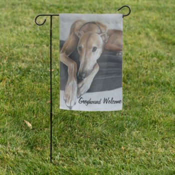 Greyhound Welcome Dog Art Garden Flag by CharlottesWebArt at Zazzle