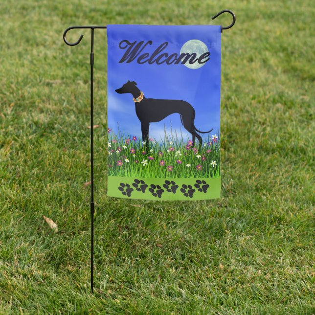 Greyhound Welcome  Garden Flag (In SItu)