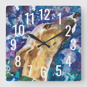 Greyhound Whippet Clock, Fawn Dog Square Wall Clock