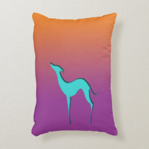 Greyhound Whippet dog blue orange purple ombre Accent Pillow