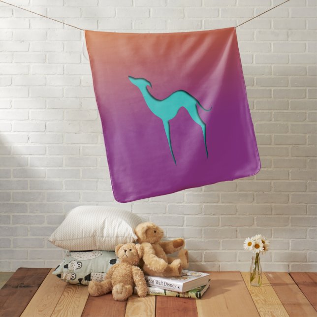 Greyhound Whippet dog blue orange purple ombre Baby Blanket (In Situ)
