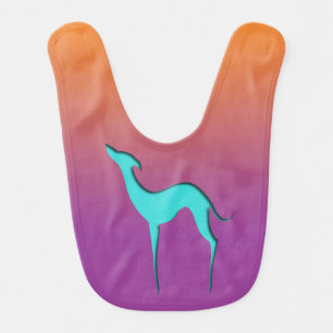 Greyhound Whippet dog blue orange purple ombre Bib