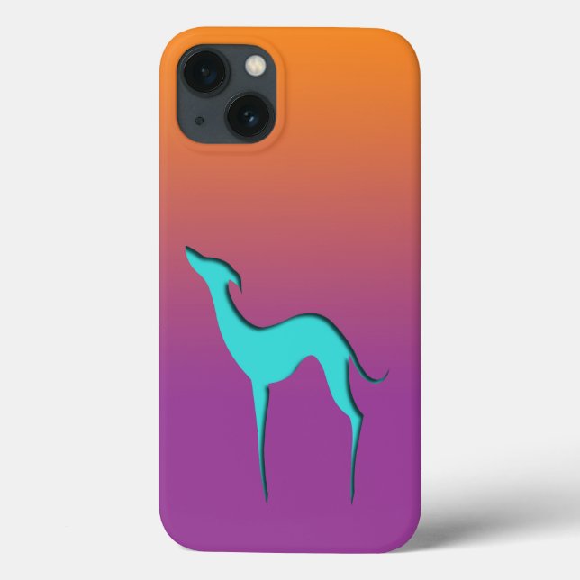 Greyhound Whippet dog blue orange purple ombre Case-Mate iPhone Case (Back)