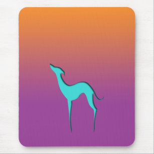 Greyhound Whippet dog blue orange purple ombre Mouse Pad
