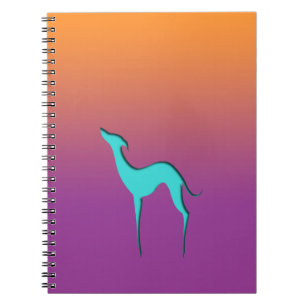 Greyhound Whippet dog blue orange purple ombre Notebook