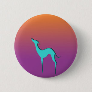 Greyhound Whippet dog blue orange purple ombre Pinback Button