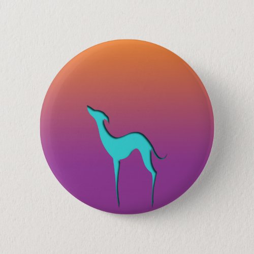 Greyhound Whippet dog blue orange purple ombre Pinback Button