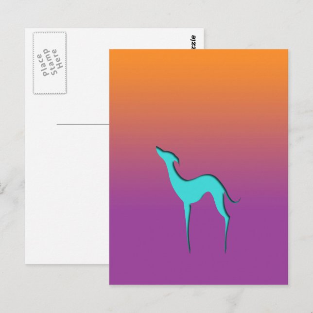 Greyhound Whippet dog blue orange purple ombre Postcard (Front/Back)