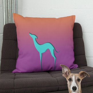 Greyhound Whippet Dog blue orange purple Ombre