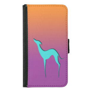 Greyhound Whippet dog Blue orange violet ombre Samsung Galaxy S5 Wallet Case