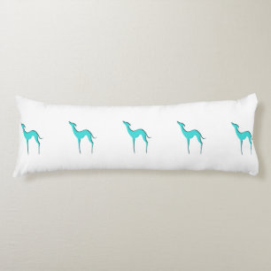Greyhound Whippet dog Elegant turquoise silhouette Body Pillow