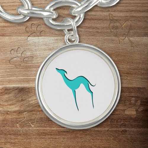 Greyhound Whippet dog Elegant turquoise silhouette Bracelet