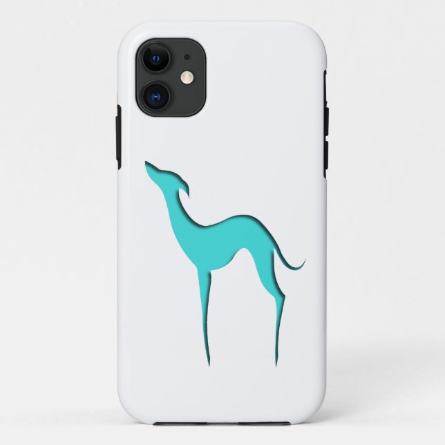 Greyhound Whippet dog elegant turquoise silhouette Case-Mate iPhone Case (Back)