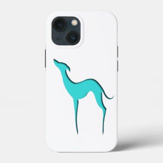 Greyhound Whippet dog elegant turquoise silhouette Case-Mate iPhone Case