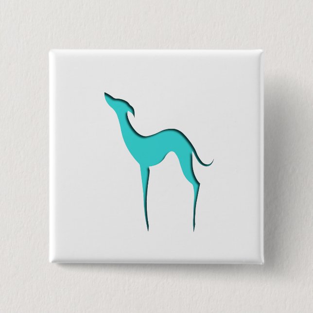 Greyhound Whippet dog elegant turquoise silhouette Pinback Button (Front)