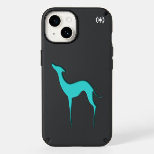 Greyhound Whippet dog elegant turquoise silhouette Speck iPhone 14 Case