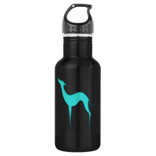 Greyhound Whippet dog elegant turquoise silhouette Stainless Steel Water Bottle