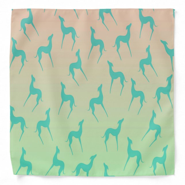 Greyhound whippet dog silhouette elegant pattern bandana (Front)