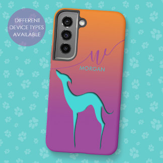Greyhound Whippet Dog silhouette Name Colorful Samsung Galaxy S22 Case