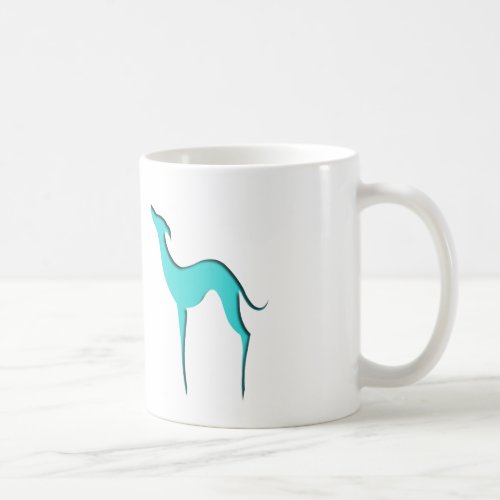 Greyhound Whippet dog turquoise blue silhouette Coffee Mug