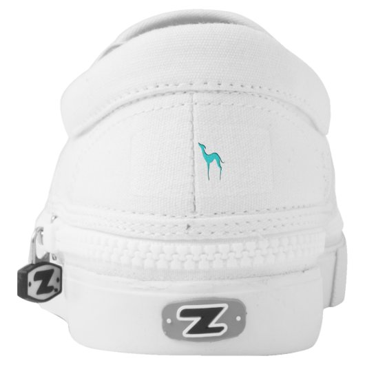 Greyhound Whippet dog turquoise blue silhouette Slip-On Sneakers (Left Shoe Back)