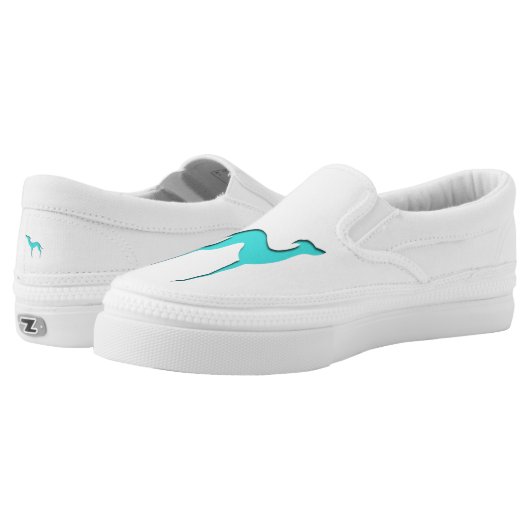 Greyhound Whippet dog turquoise blue silhouette Slip-On Sneakers (Pair)
