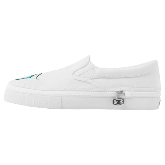 Greyhound Whippet dog turquoise blue silhouette Slip-On Sneakers (Left Shoe Outside)