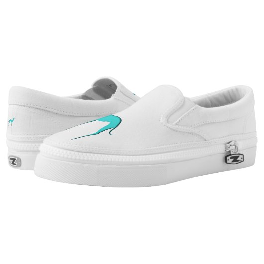 Greyhound Whippet dog turquoise blue silhouette Slip-On Sneakers (Pair)