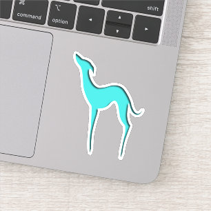 Greyhound Whippet dog turquoise blue silhouette Sticker