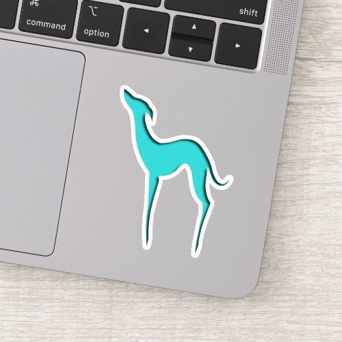 Greyhound Whippet dog turquoise blue silhouette Sticker