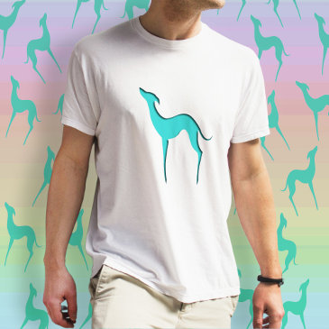 Greyhound Whippet dog turquoise blue silhouette