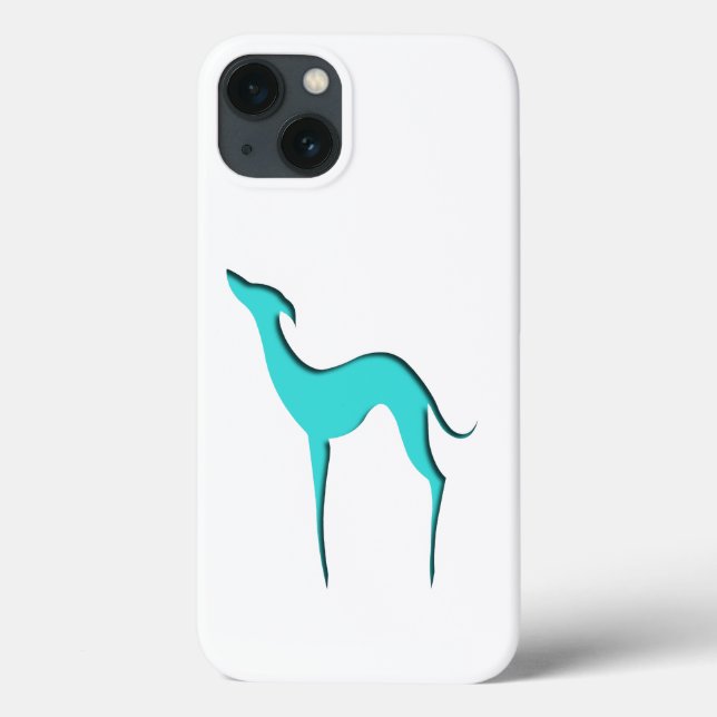 Greyhound Whippet dog Turquoise elegant silhouette Case-Mate iPhone Case (Back)
