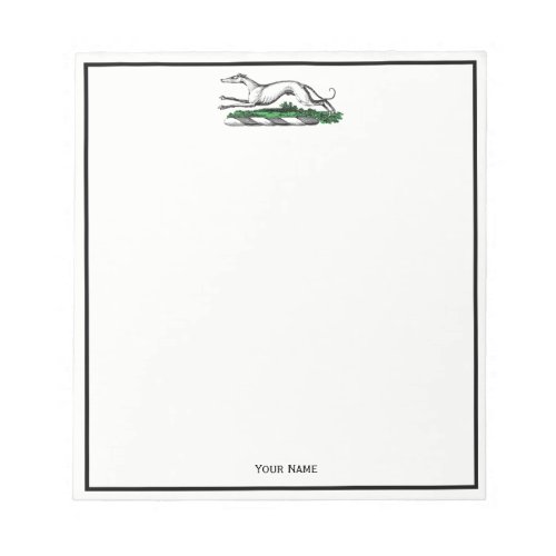 Greyhound Whippet Running Heraldic Crest Emblem Notepad