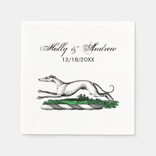 Greyhound Whippet Running Heraldic Crest Emblem Paper Napkins