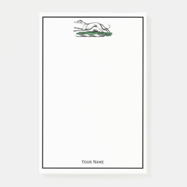 Greyhound Whippet Running Heraldic Crest Emblem Post-it Notes (Front)