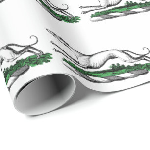 Greyhound Whippet Running Heraldic Crest Emblem Wrapping Paper