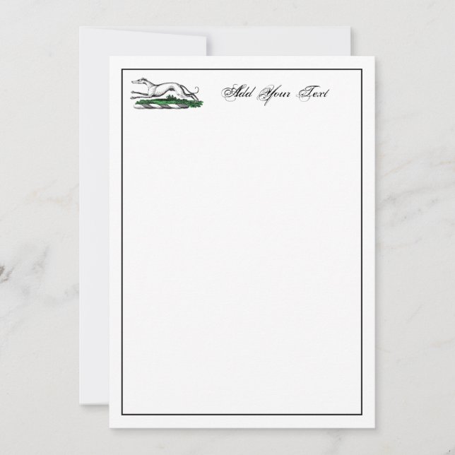 Greyhound Whippet Running Heraldic Crest Note Card (Front)