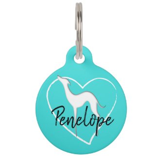 Greyhound Whippet silhouette heart Personalized Pet ID Tag