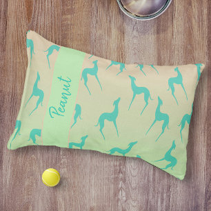 Greyhound Whippet Silhouette Pattern Dog Name Pet Bed