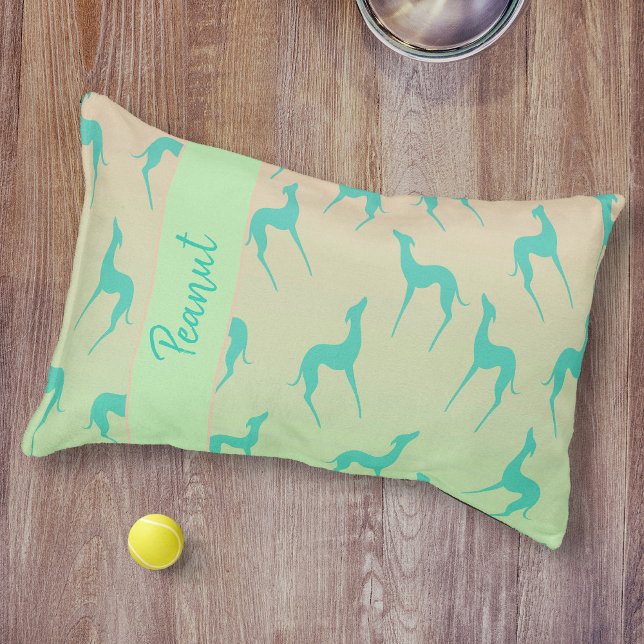 Greyhound Whippet Silhouette Pattern Dog Name Pet Bed (Creator Uploaded)