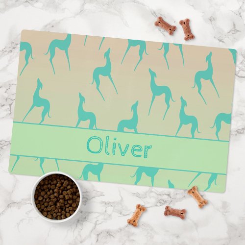 Greyhound whippet silhouette pattern Dog name Placemat