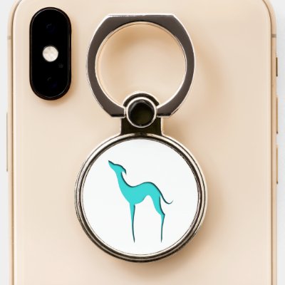 Greyhound Whippet turquoise blue silhouette Phone Ring Stand