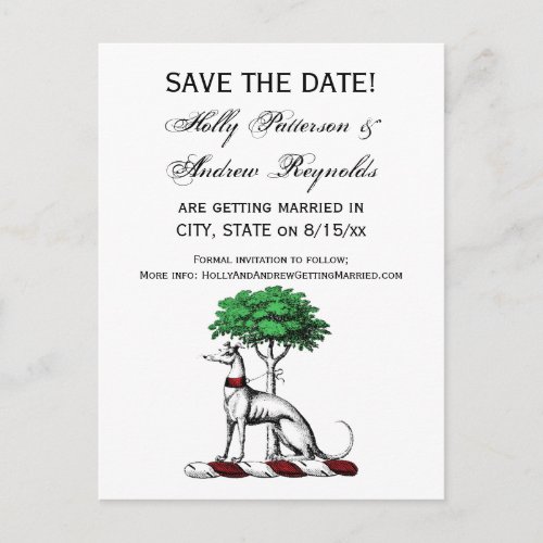 Greyhound Whippet With Tree Heraldic Crest Emblem Announcement Postcard