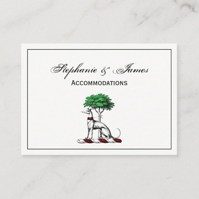Greyhound Whippet With Tree Heraldic Crest Emblem Business Card (Front)