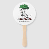 Greyhound Whippet With Tree Heraldic Crest Emblem Hand Fan | Zazzle
